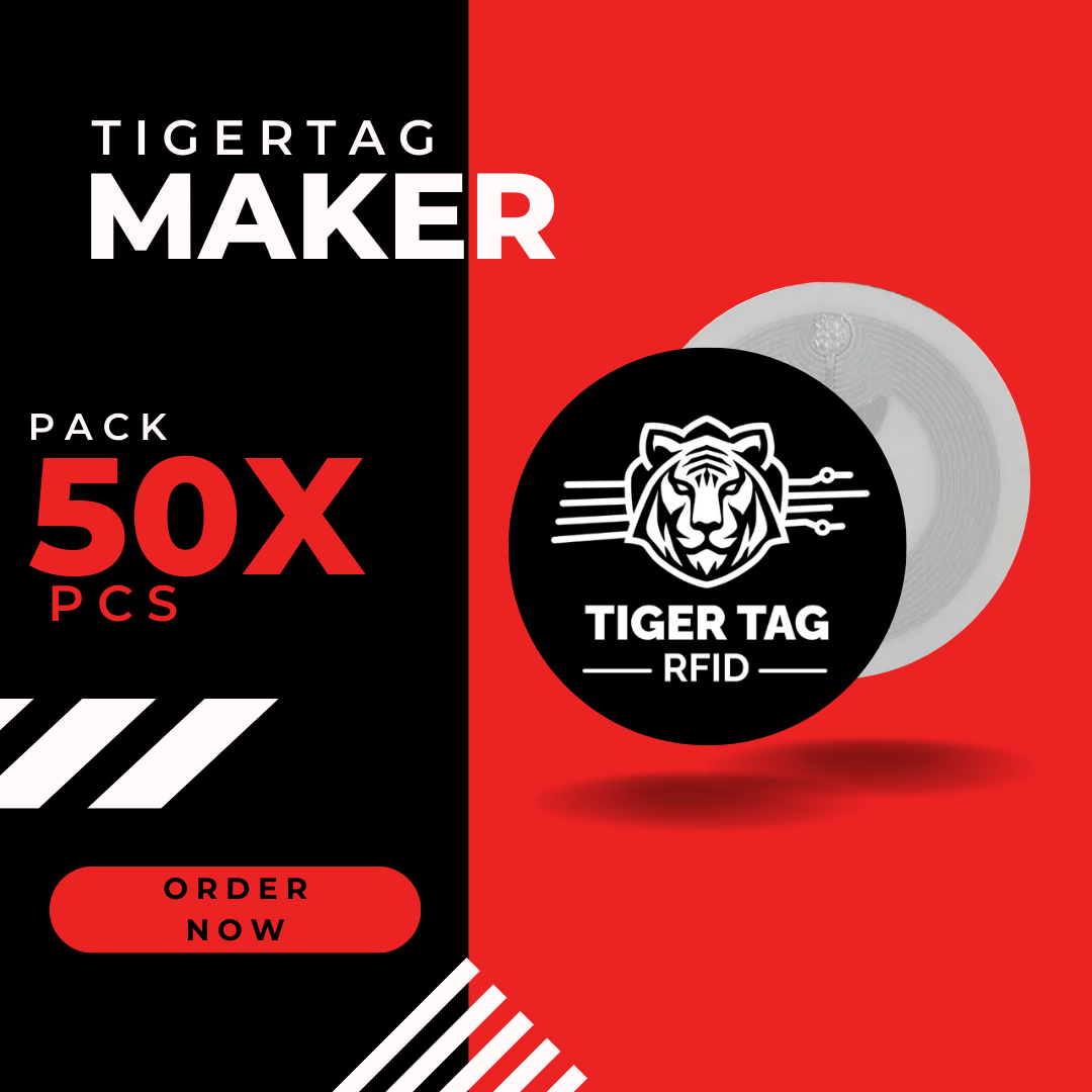 TigerTag Officiel 50 pcs — puces NFC autocollantes vierges à encoder pour vos bobines