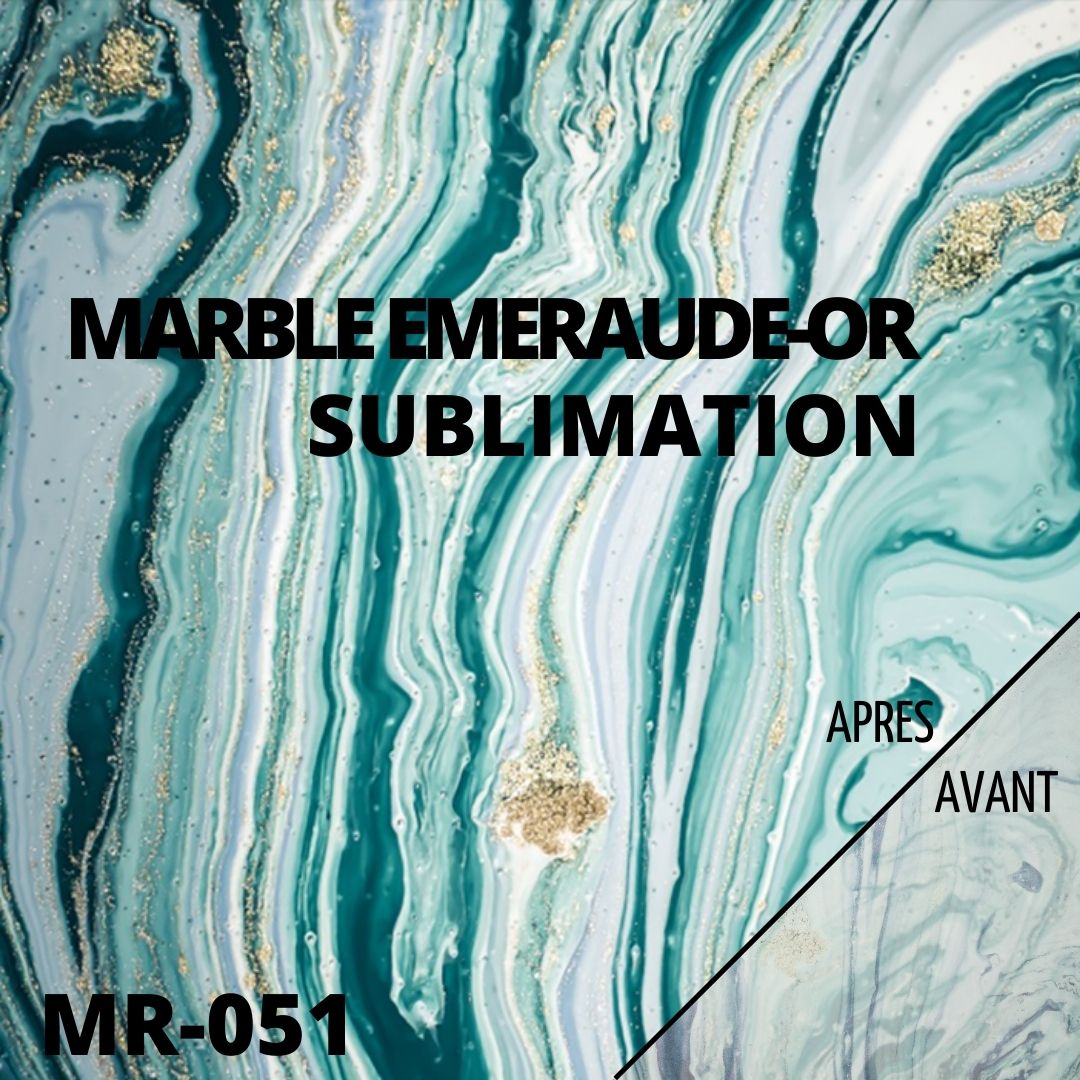 Sublimation - Feuille Transfert - Marbre Emeraude -Or - 30x30 cm