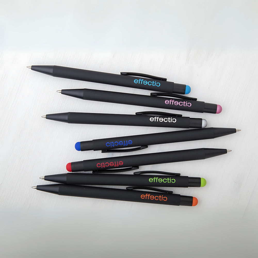MissKraft - 5 Stylos à bille à graver Pearly Noir embout Rouge