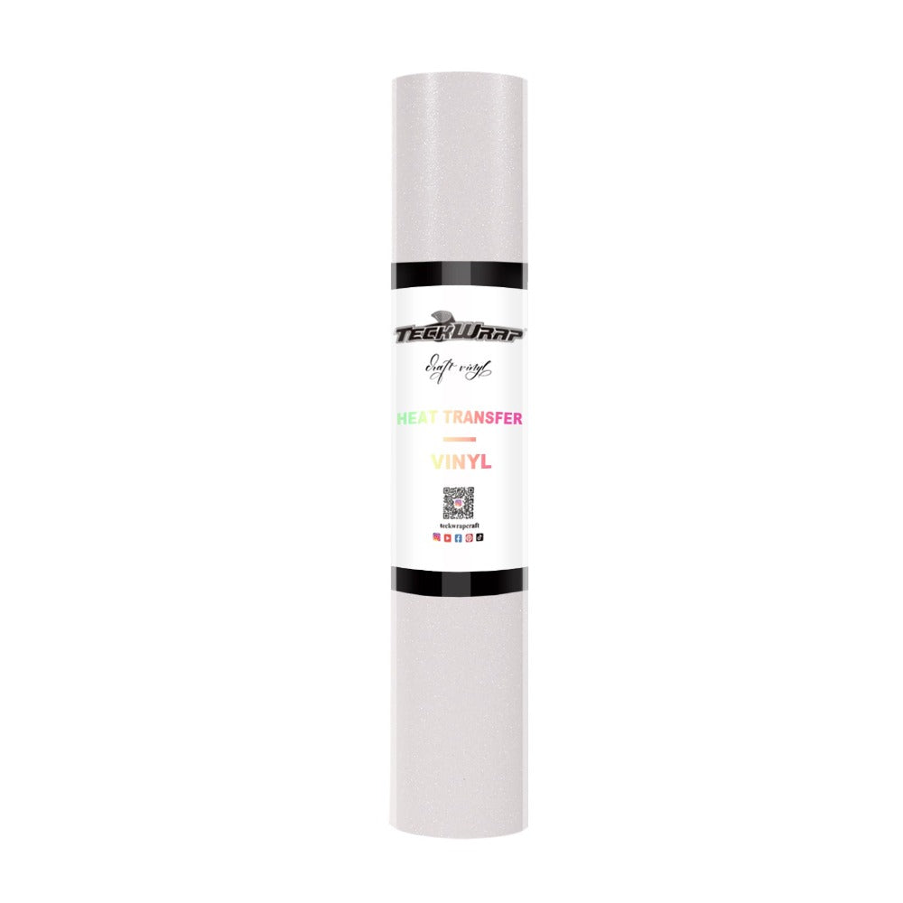 TeckWrapCraft - Glitter HTV - Vinyle Transfert à Chaud - Blanc Intense - 1,5 m