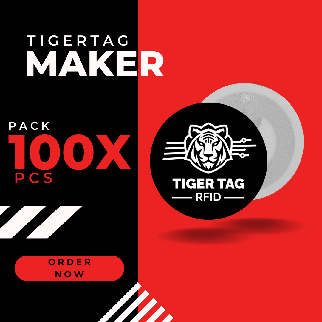 TigerTag Officiel 100 pcs — puces NFC autocollantes vierges à encoder pour vos bobines