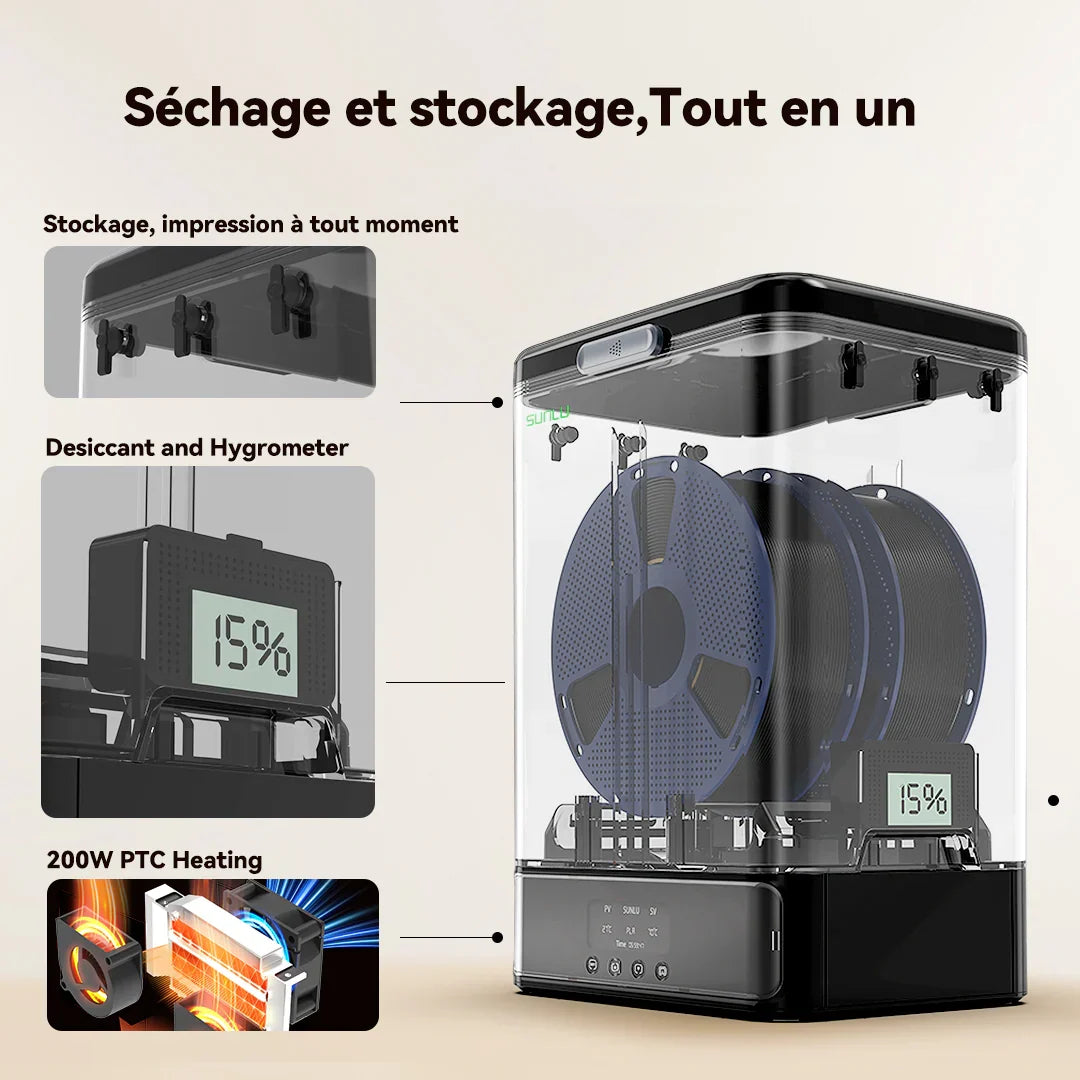 Sunlu - FilaDryer SP2 - Boite de stockage + Base Chauffante