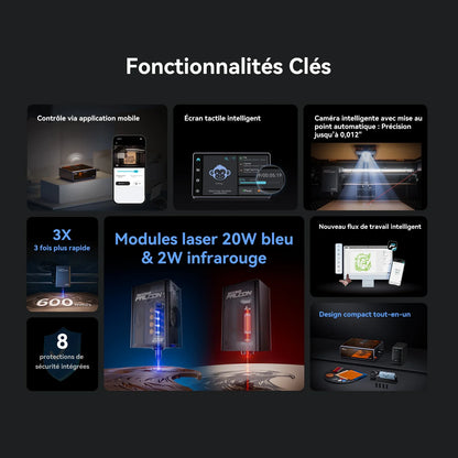 Creality - Falcon A1 Pro - Graveur et Découpeur Laser - 20W - 2W IR (en option)