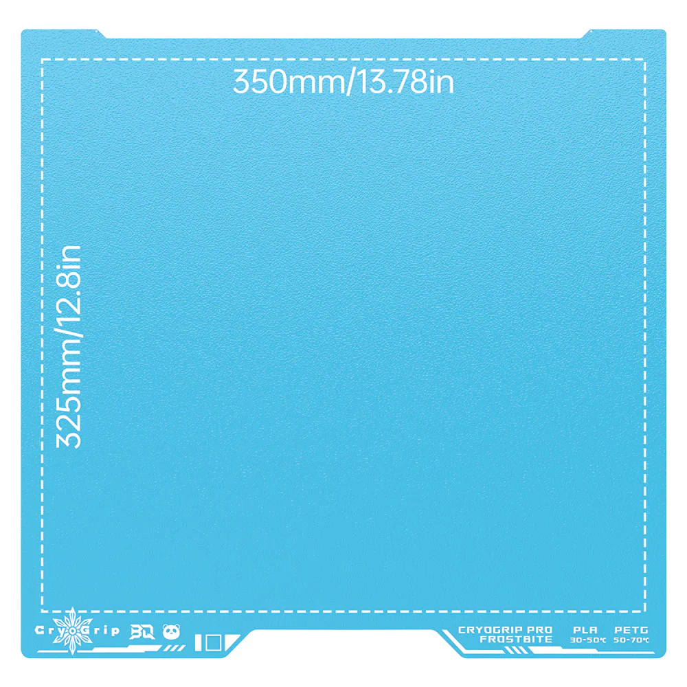 BIQU - Plateau d'impression Série H2S/H2D Bambu CryoGrip Pro - Bleu d'hiver texturé (Frostbite Coarse Textures) - 355 x 346 mm