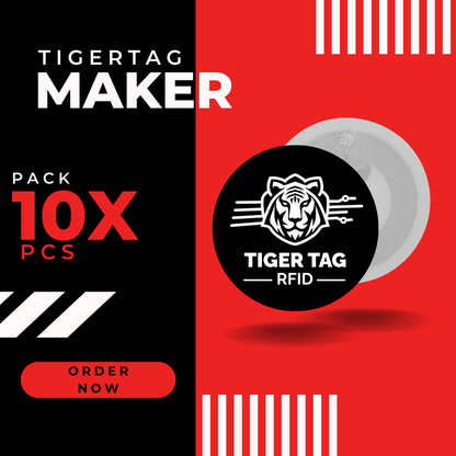 TigerTag Officiel 10 pcs — puces NFC autocollantes vierges à encoder pour vos bobines