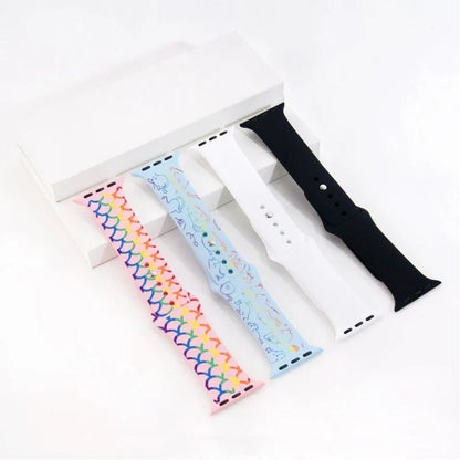 xTool - 4 Bracelets Apple Watch - Arc en ciel Noir/Blanc/Rose/Bleu Clair - 38/40/41 mm (S/M)