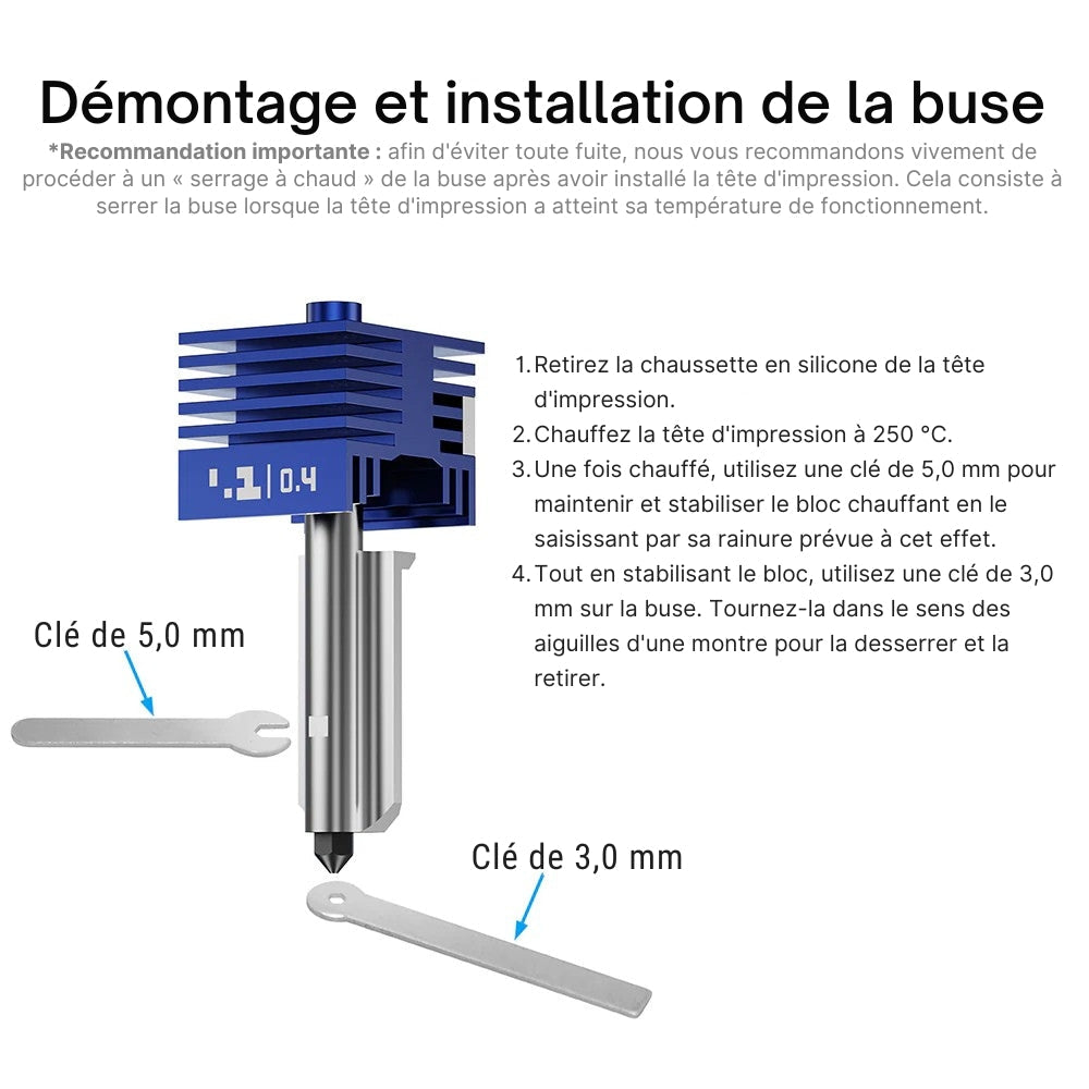 BIQU - Panda Juicer - SF-H/A Hotend Buse de 0,8mm en Acier Trempé pour Bambu Lab Série A1 H2