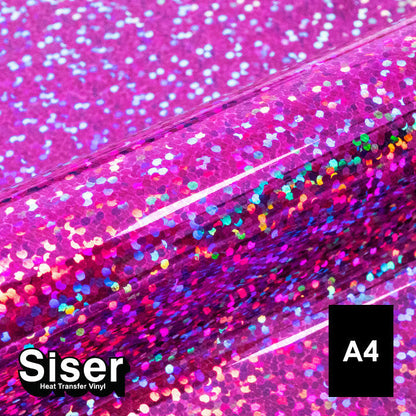 Siser - Holographic Flex - Feuille A4 Thermocollant - (H0080) Rose - 20 x 30 cm