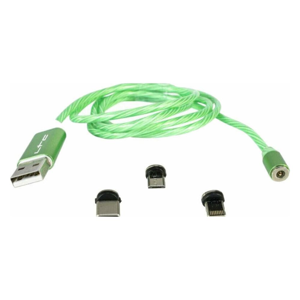 Lotronic - Câble de Charge Magnétique Lumineux - Vert - 1 m