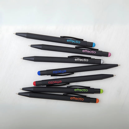 MissKraft -  5 Stylos à bille à graver Pearly Noir embout Orange