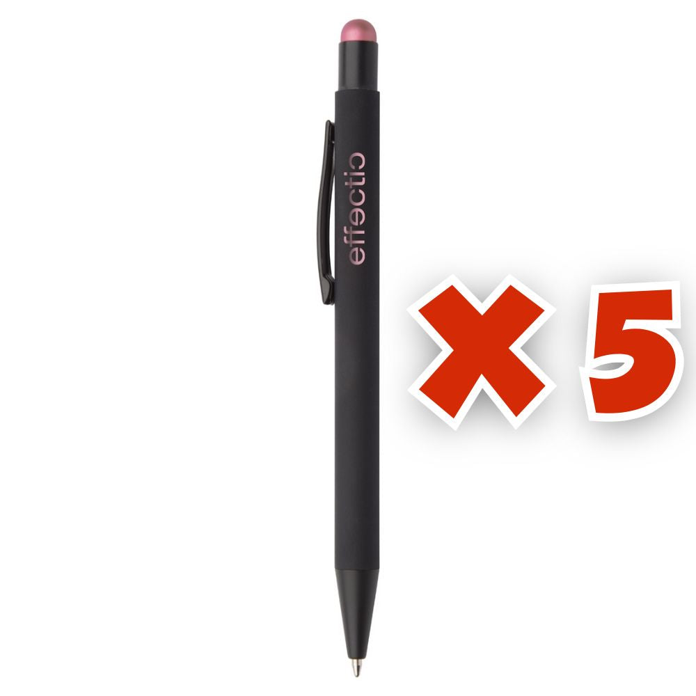 MissKraft - 5 Stylos à bille à graver Pearly Noir embout Violet