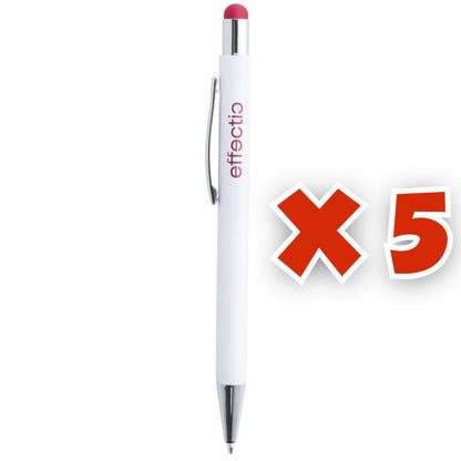 MissKraft -  5 Stylos à bille à graver Wirly Blanc embout Rouge