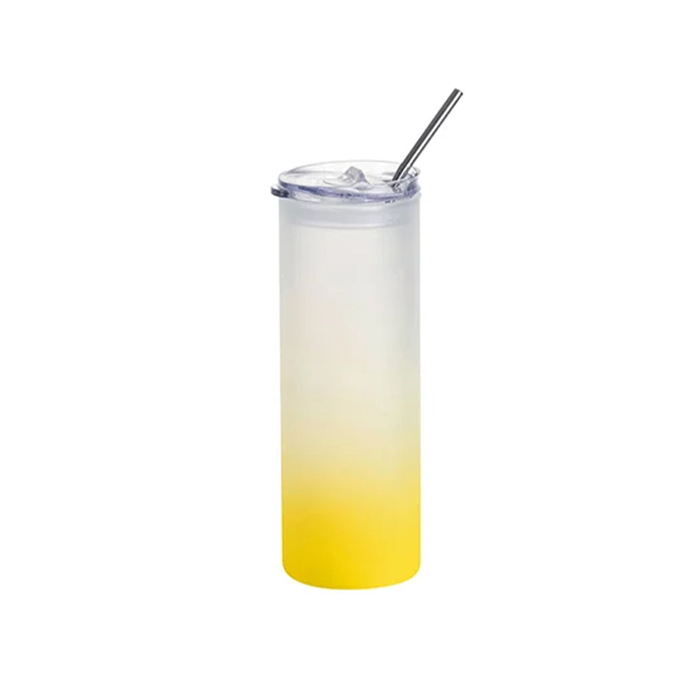 MissKraft_Sublimation_Verre_Givre_avec_Paille_Jaune_Degrade_750_ml