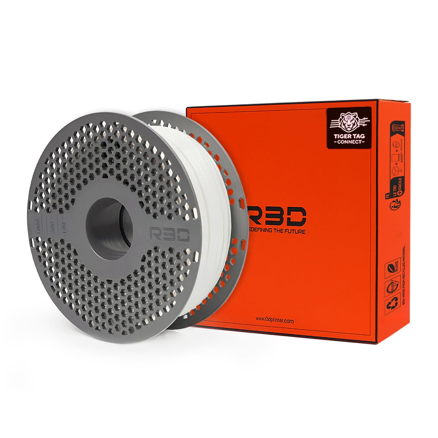 R3D - PETG High-Speed - Blanc (White) - 1,75 mm - 1 kg avec RFID TigerTag