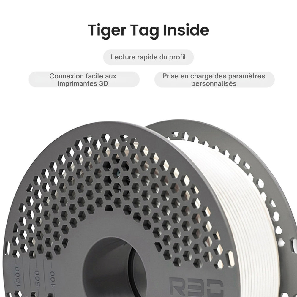 R3D - PLA High-speed - Blanc (White) - 1,75 mm - 1 kg avec RFID TigerTag