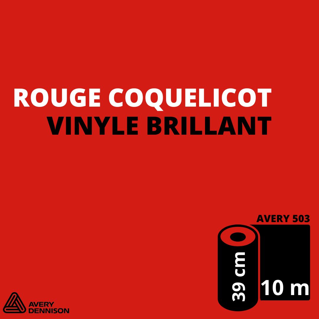 AVERY 500 - Vinyle Adhésif - Rouge Coquelicot Brillant - 39 cm x 10 m