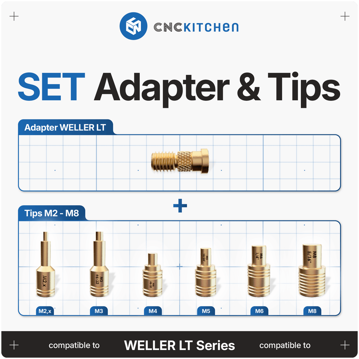 CNC Kitchen - Pannes à Souder + Adaptateur pour Weller LT - 7 pièces