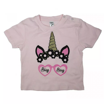 exemple de transfert sur un t-shirt image licorne bling bling star