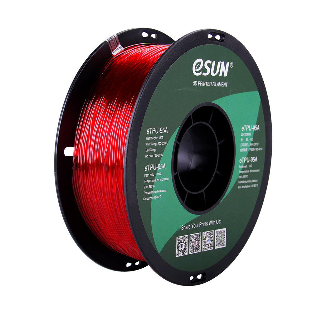 Bobine eSun de eTPU-95A Transparent Red - 1 kg - Bobine plastique