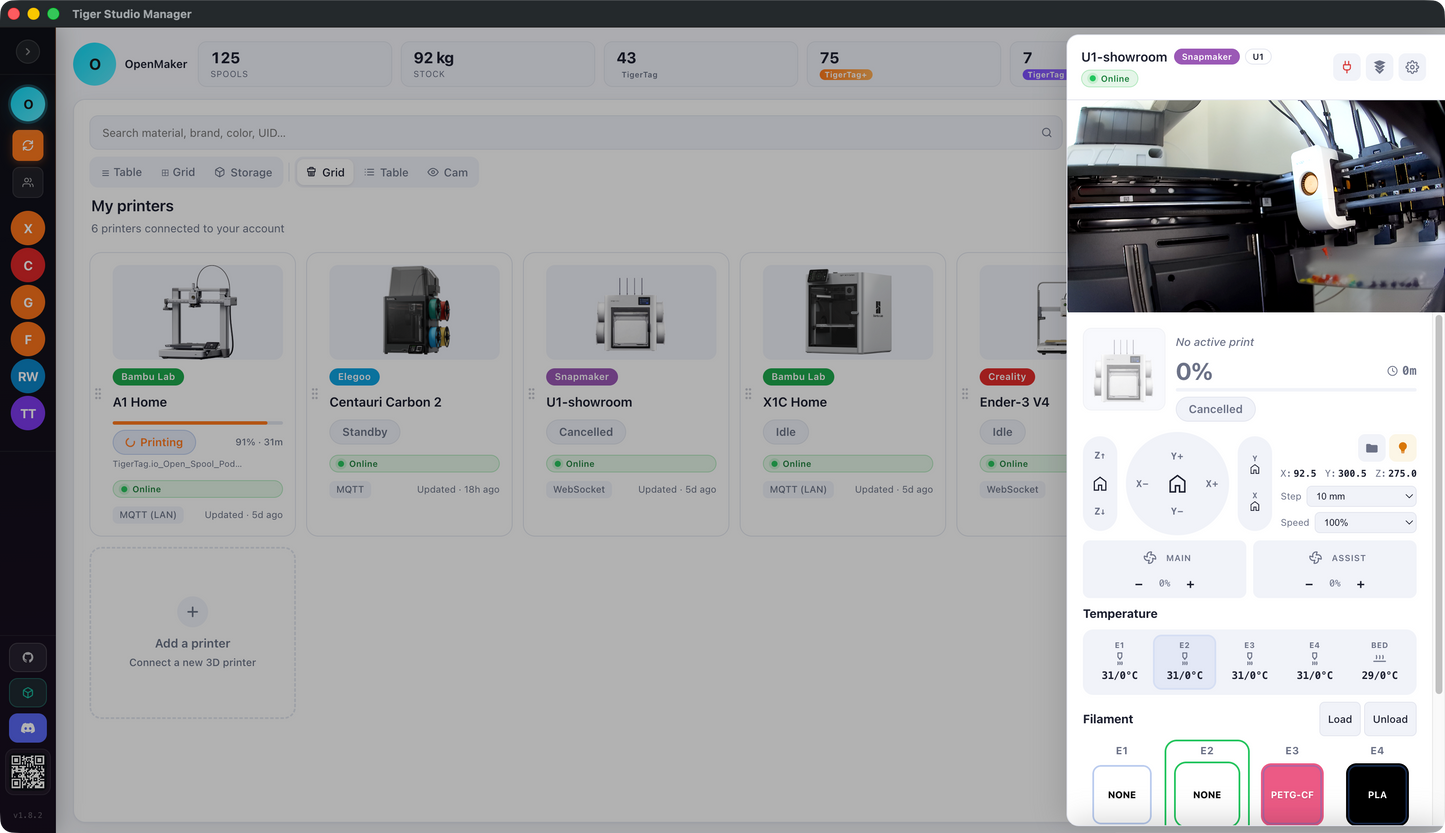 Tiger Studio - Smart Filaments & Printer Manager pour Windows
